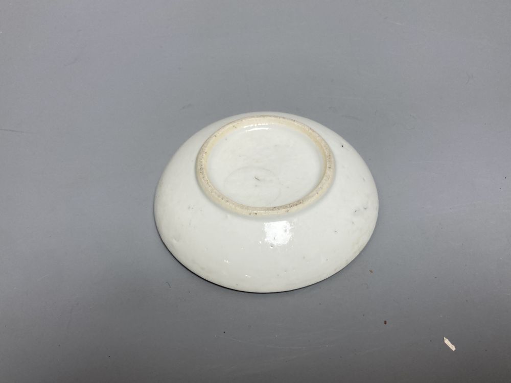 A Chinese Longquan celadon bowl, Song dynasty, 16cm, a conical celadon dish and a seal paste box base